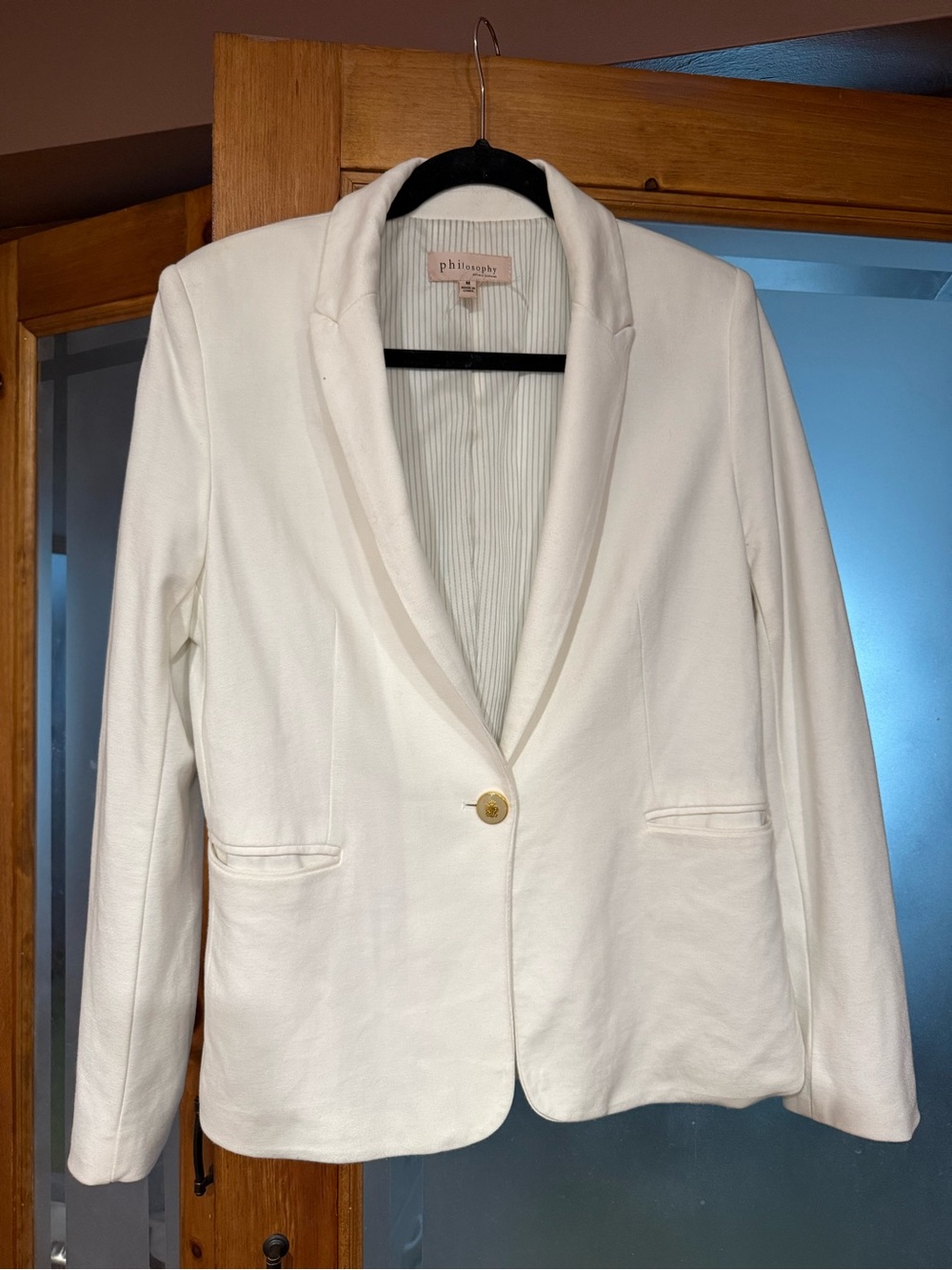 Philosophy Cream Single-Button Shawl Collar Blazer